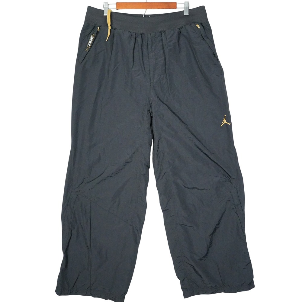 Y2K Jordan Brand Mens XL Baggy Black Jumpman Mesh Lined Track Pants 197351